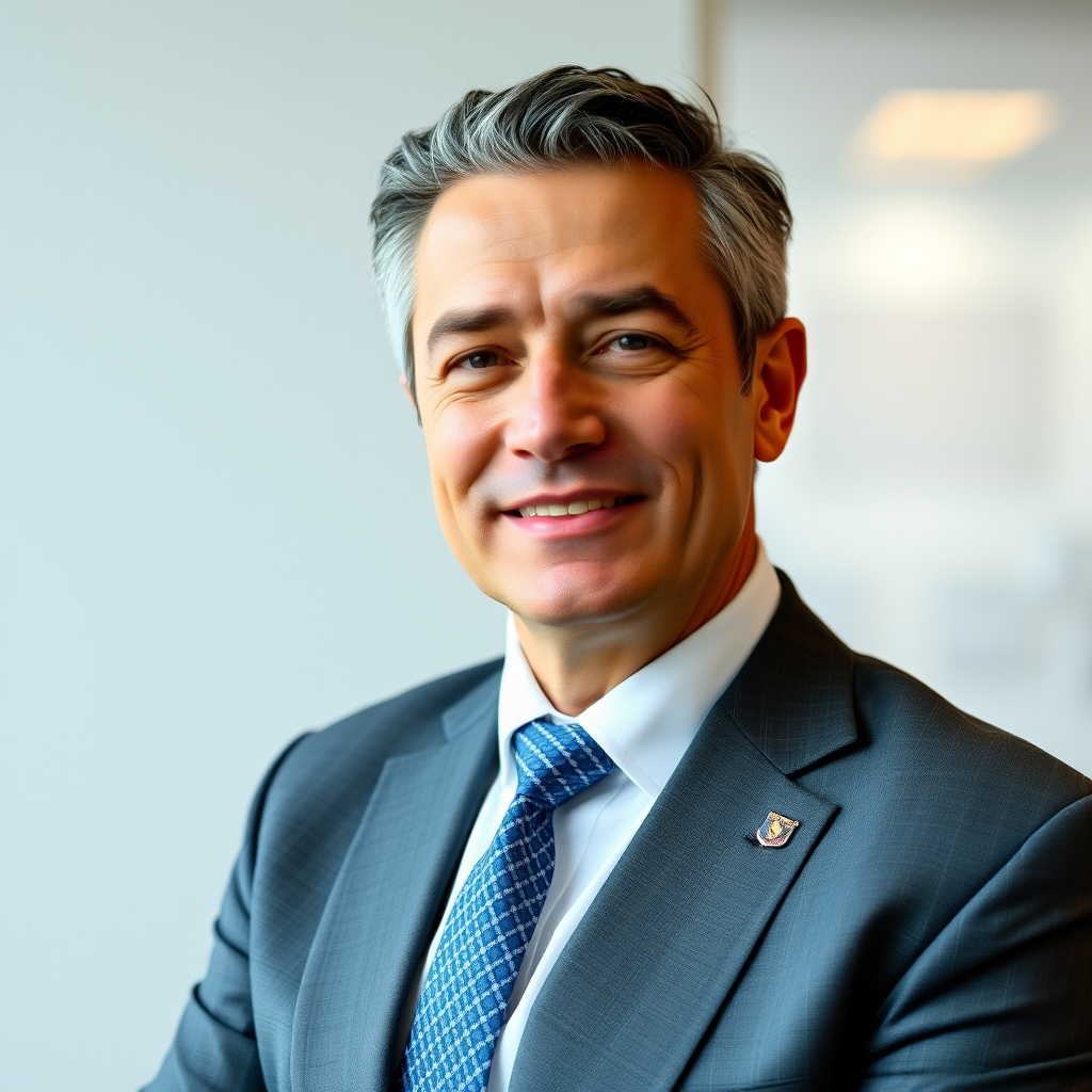 Retrato profesional del CEO de YPF, líder ejecutivo con amplia experiencia en el sector energético y estrategia corporativa